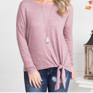 Mauve long sleeve knot top